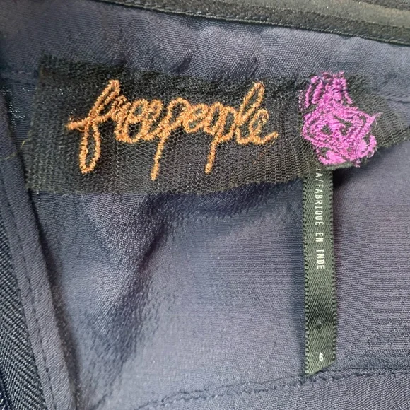 Free People Navy Blue Beaded Cutout Mini Club Dress - Picture 2 of 13